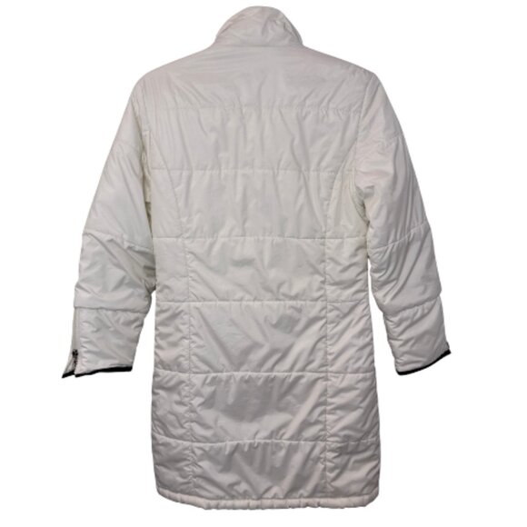 MaxMara long fur neck mid-length quilted puffer coat white women's size 8 - Picture 10 of 13